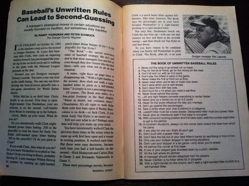 Illustration for article titled Baseball's Unwritten Rules, Uncovered After 26 Years